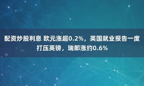 配资炒股利息 欧元涨超0.2%，英国就业报告一度打压英镑，瑞郎涨约0.6%
